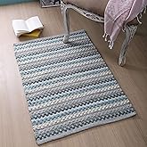 Rug Area Rugs Cotton 2x3 Ft Chenille Yarn for Livingroom Bedroom Washable RagRug Reversible Farmhouse Kitchen RunnerRug Carpet Area Runner Mat for Hallway, Entryway|Aqua Combo