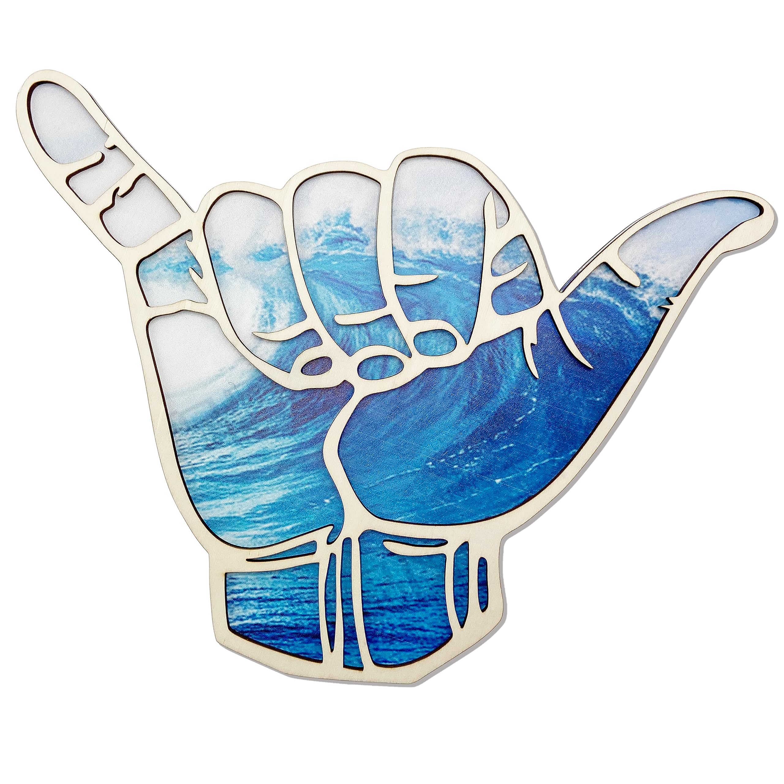 Photo 1 of Shaka Wooden Surf Wall Decor - Hang Loose Hand Sign for Home, Living Room, Kitchen, Bathroom, Bedroom Decor