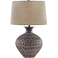 Signature Design by Ashley Magan 285." Textured Bronze Metal Table Lamp, Antique Brown Finish