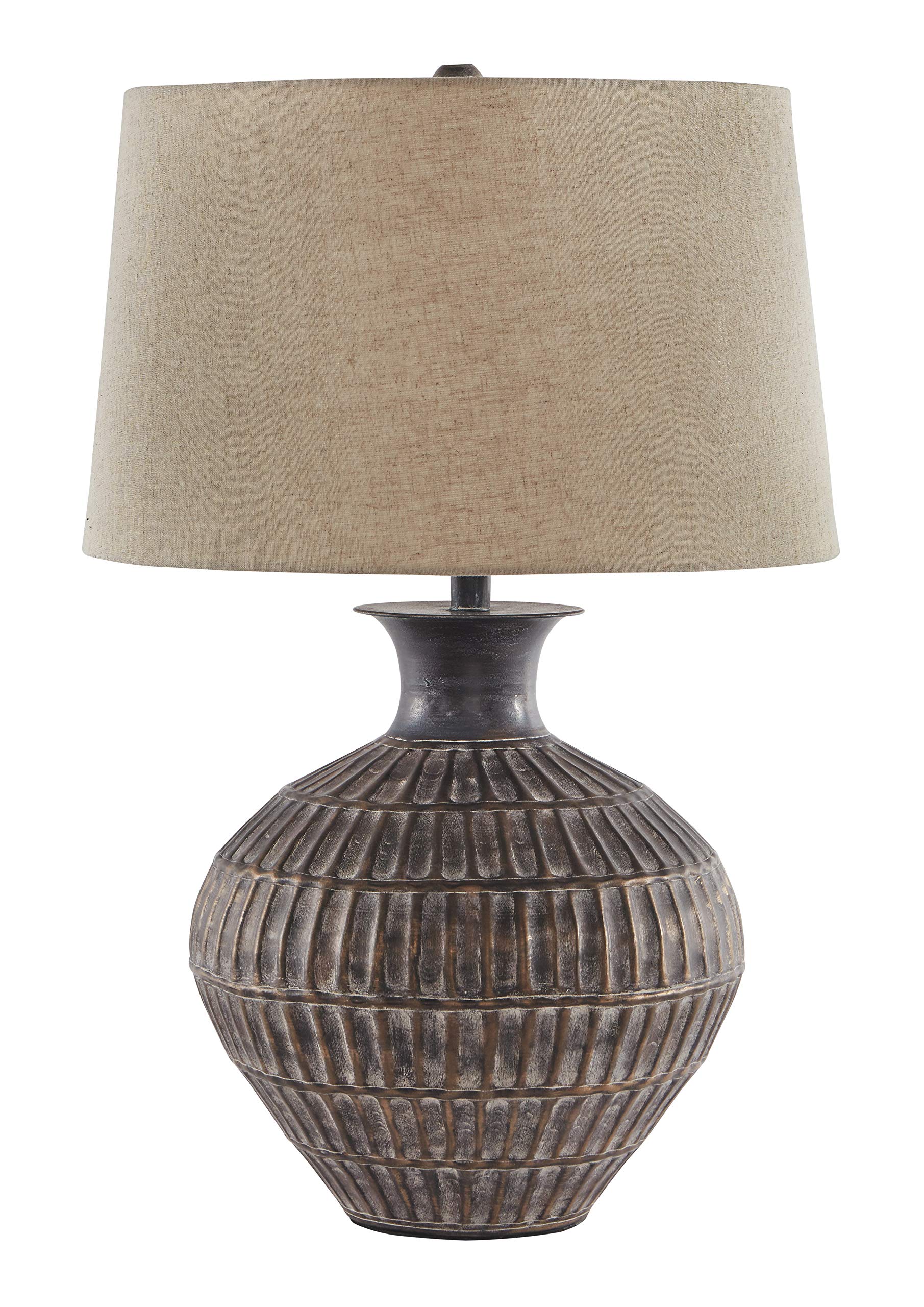 Photo 1 of (UNTESTED) Signature Design by Ashley Magan 285." Textured Bronze Metal Table Lamp, Antique Brown Finish