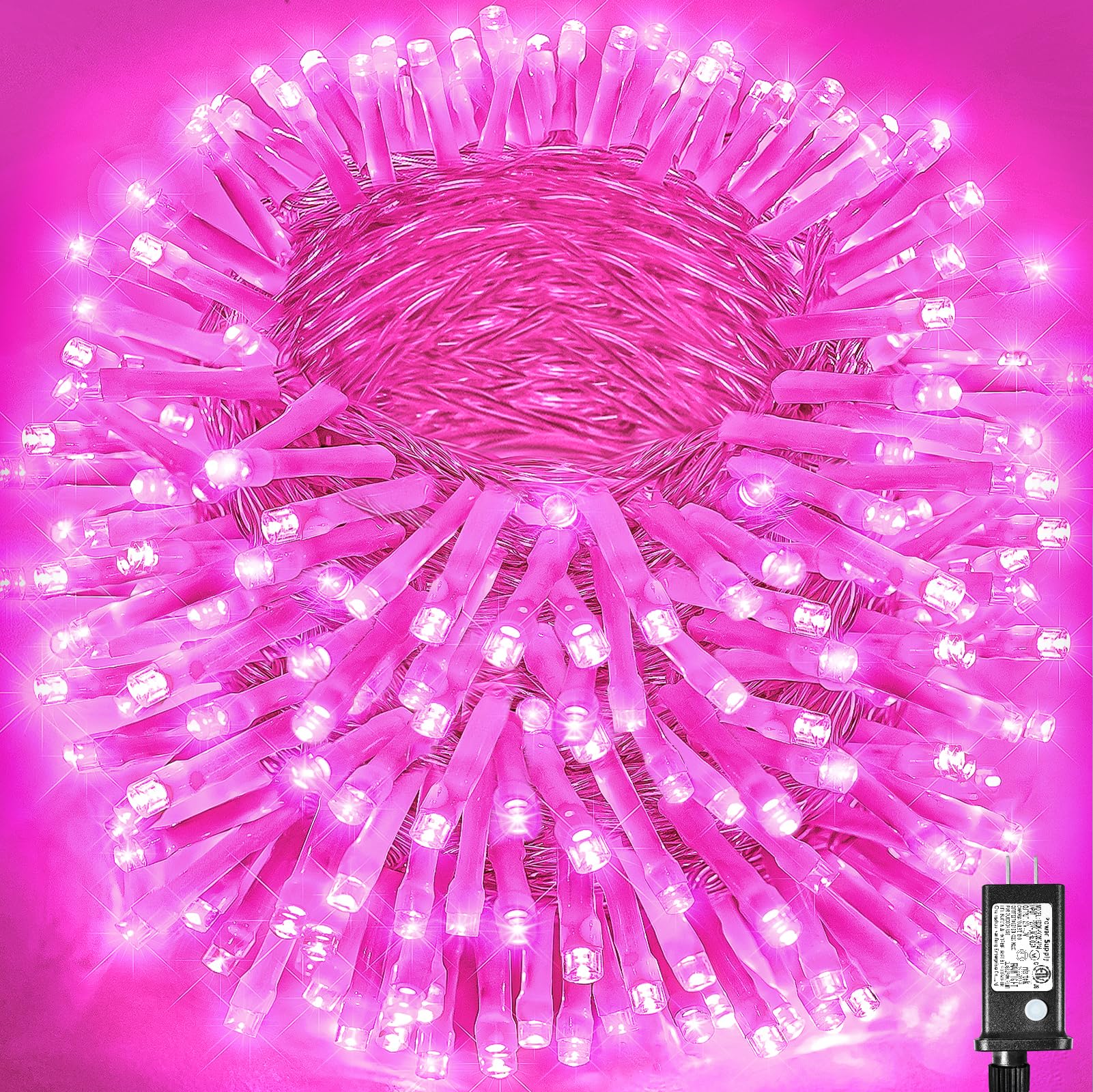 500 LED Pink String Lights, 165ft Pink Christmas