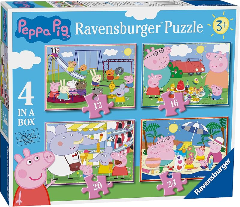 Ravensburger Peppa Pig 4 in a Box Jigsaw Puzzles 3+ 12 16 20 24 Piece Pack