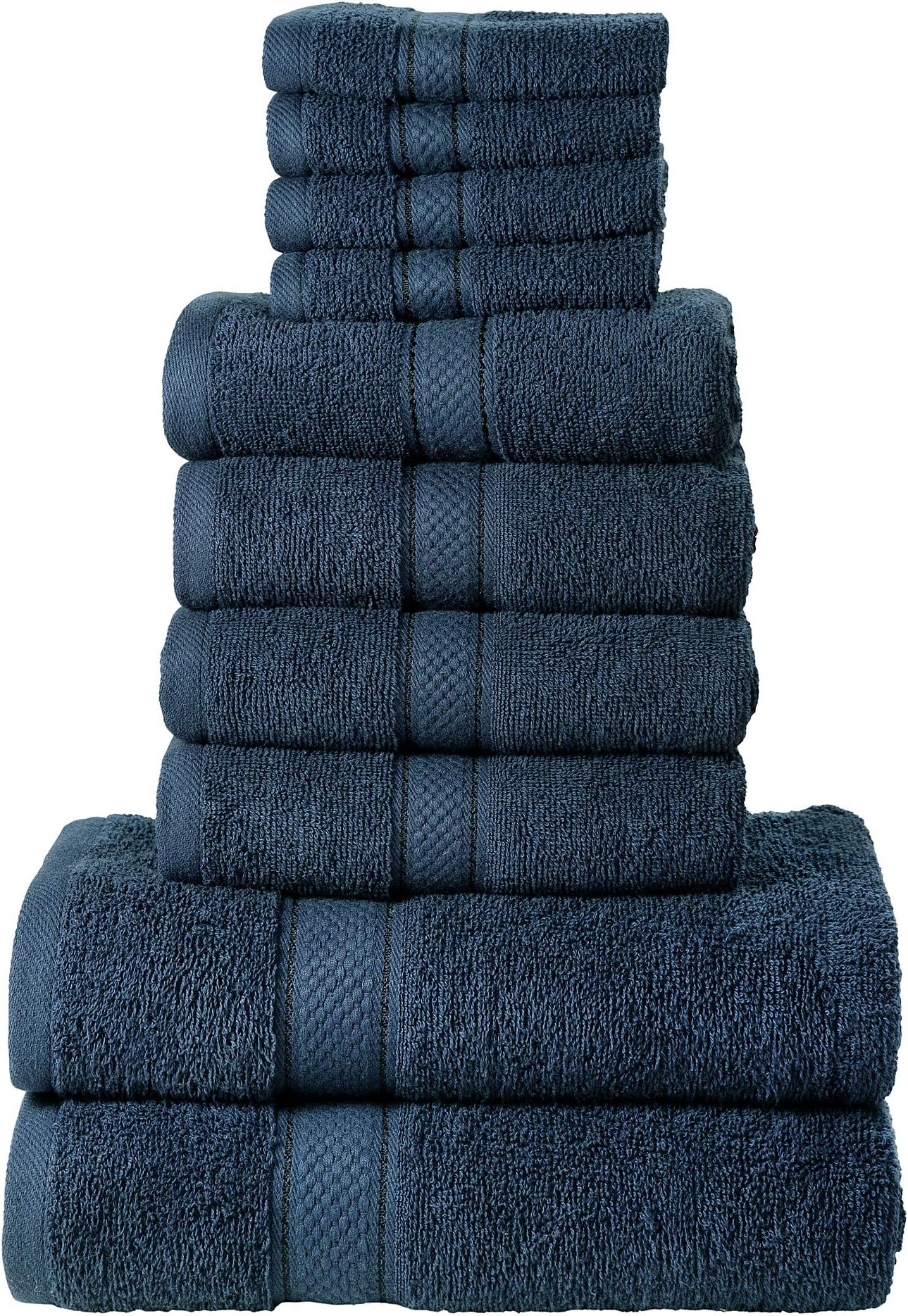 Todd Linens Bath Towels Bale 10-Piece Set – 500 GSM 100% Cotton Absorbent: 4 Hand, 4 Face, 2 Bath | Bathroom Accessories, Navy