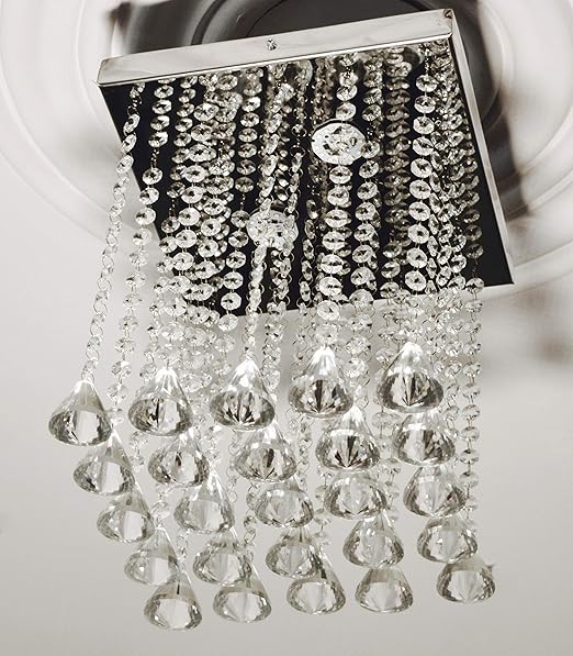 Prop it up Made in India Diamond Shape Crystals Square Chandelier -27 x 27 x 32