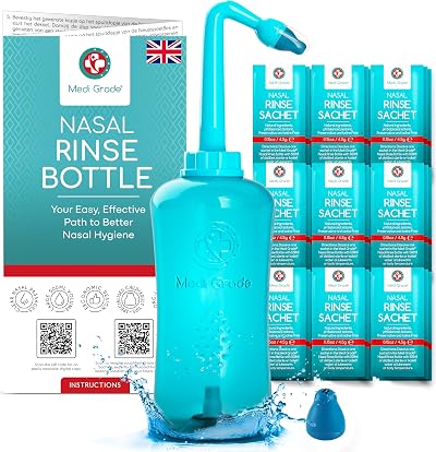 Medi Grade Nasal Irrigation Kit - 500ml Rinse + 30 Saline Sachets