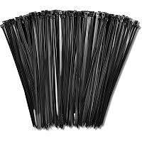 8" Zip Ties (1,000 Pack), 40lb Strength Black Nylon Cable Wire Ties, By Bolt Dropper.