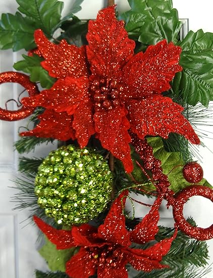 24 Christmas Poinsettia Teardrop