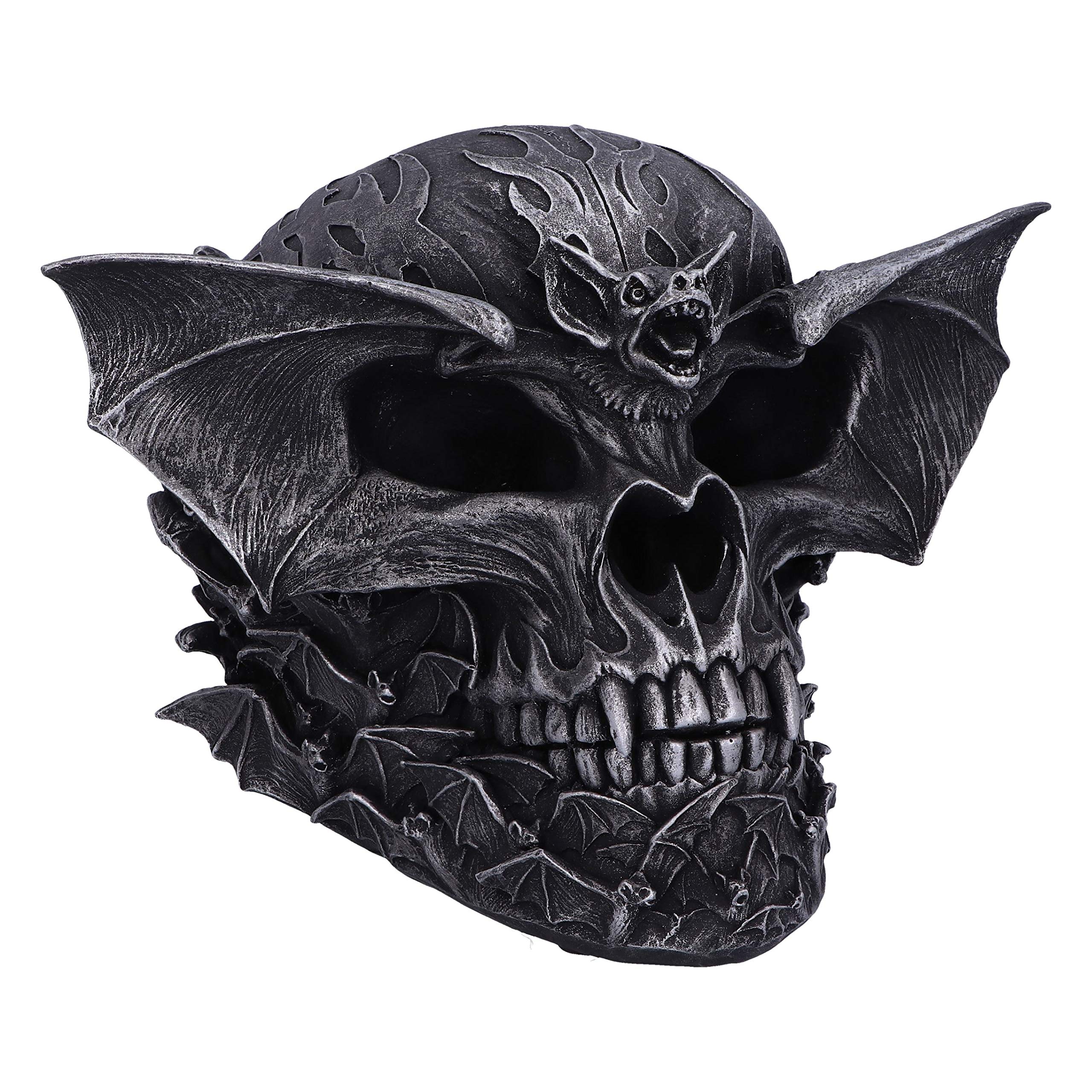 Nemesis Now Spiral Dark Gothic Bat Skull Figurine Ornament, Black, 19cm