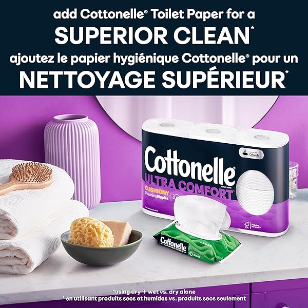 COTTONELLE GENTLEPLUS FLUSHABLE WET WIPES WITH ALOE & VITAMIN E – 2 FLIP-TOP PACKS, 84 TOTAL FLUSHABLE WIPES, 42 COUNT (PACK OF 2)