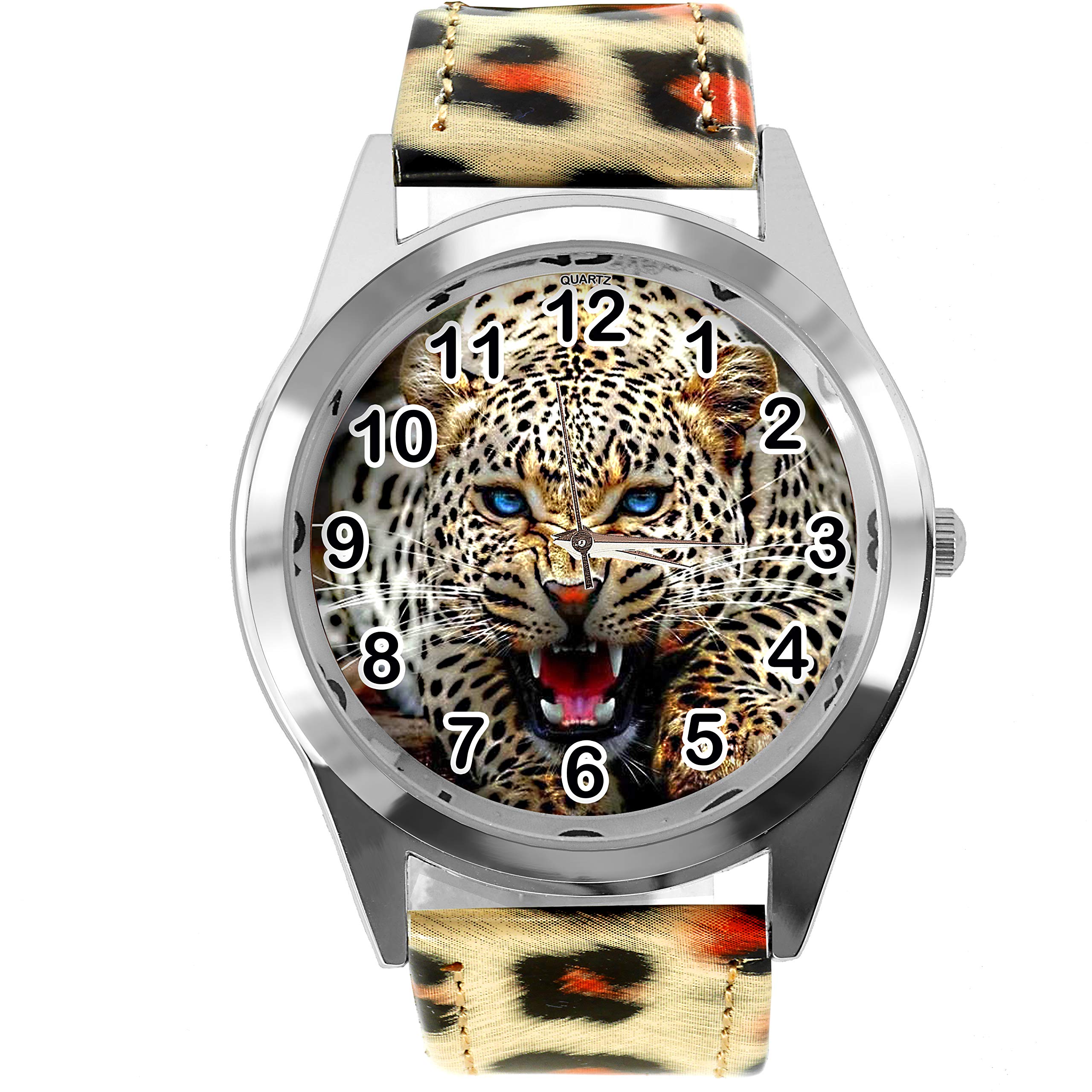 TAPORT Leopard Print Leather Round Watch for Leopard Fans