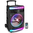 Pyle Portable Party Speaker - 600W Bluetooth Karaoke Boombox with Disco Lights, Great for Parties, Rechargeable Battery, MP3/