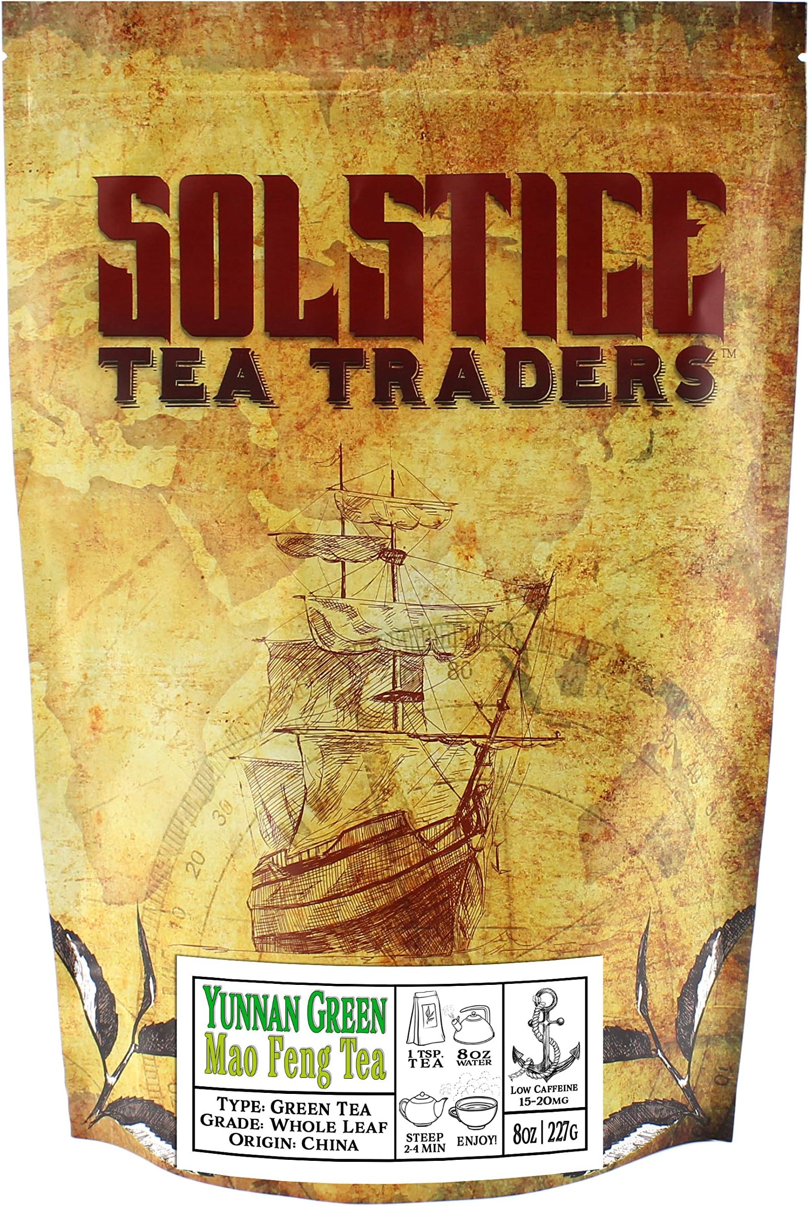 Yunnan Green Mao Fang Tea Loose Leaf (8-Ounce Bulk Bag); Chinese Spring Tea