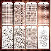 8 Pieces Stencils for Crafts, Leopard Brick Dot Layering Stencils | Mixed Media Texture Stencils for Painting on Card Making Canvas DIY Crafts Furniture Paper (8 Layering)