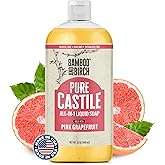 BAMBOO AND BIRCH Pure Castile Soap Liquid, Certified Palm Oil Free Natural Soap, Citrus Grapefruit, 32 oz