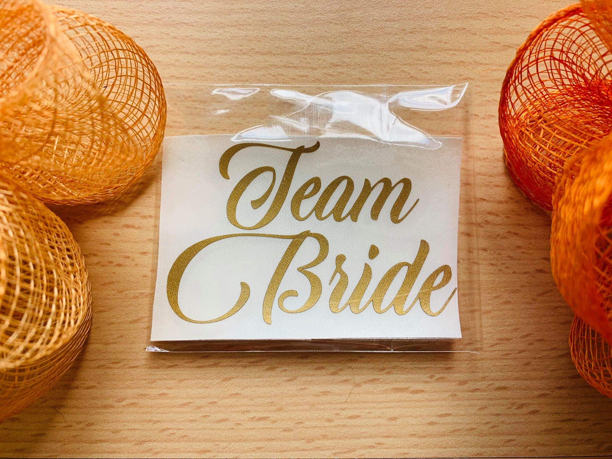 MURRIELLE Team Bride / Bride, Decal Label for Wedding Party champagne flutes glasses/wine glasses MATT FINISHED GOLD (5 Team Bride + 1 Bride)