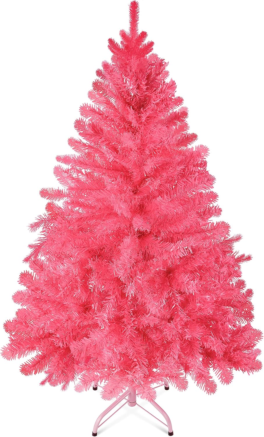 Trees - Prextex 4 Feet Pink Christmas Tree - 320 Tips Premium Hinged Artificial Canadian Fir Full Bodied Pink Christmas Tree Lightweight and Easy to Assemble with Christmas Tree Metal Stand