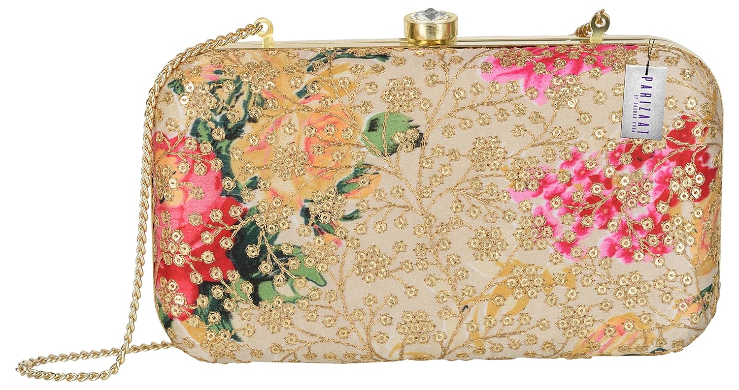 parizaat by shadab khan women's clutch (gold, bx8462)