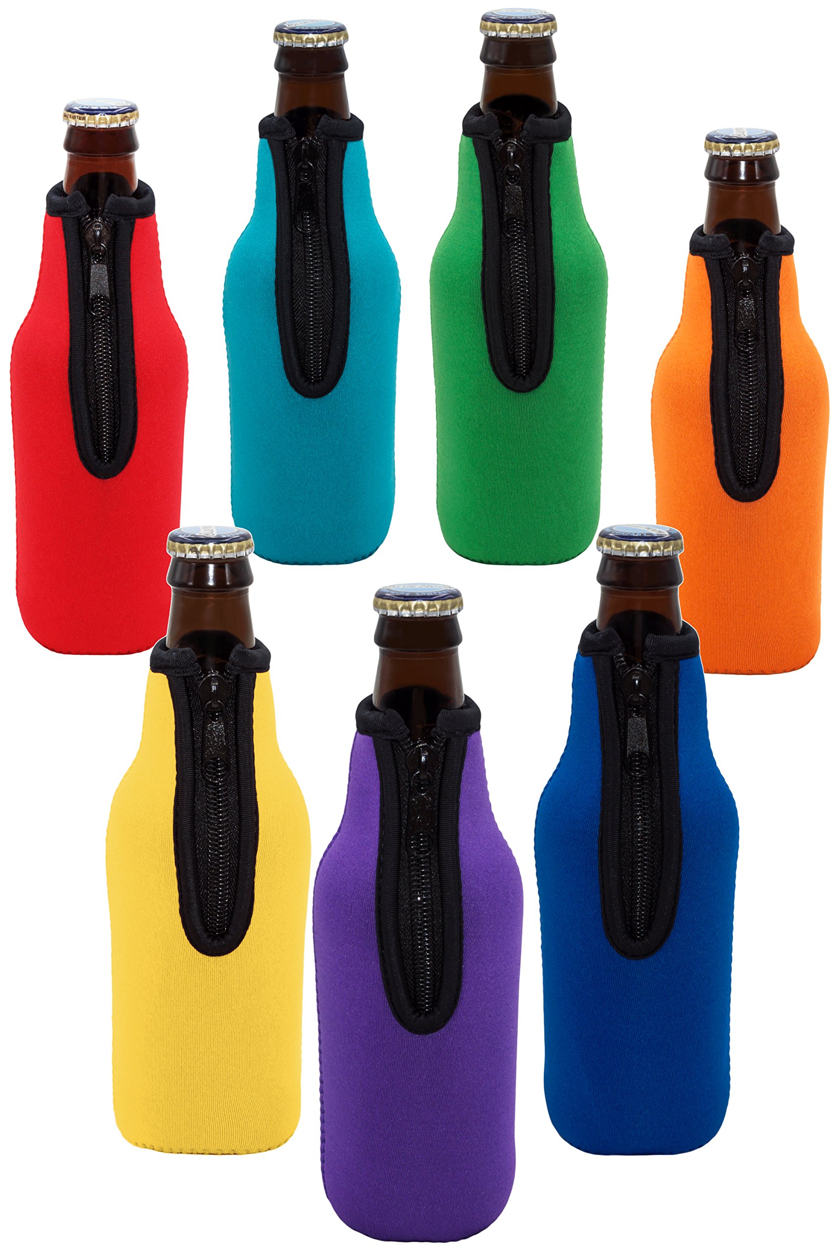 Neoprene Bottle Sleeves Pack of 7 Plain Beer Bottle Cooler Covers Fit