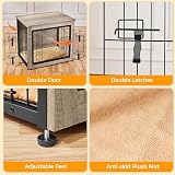 Yaheetech Dog Crate Furniture End Table with Double Doors Gray Wood Metal view 5
