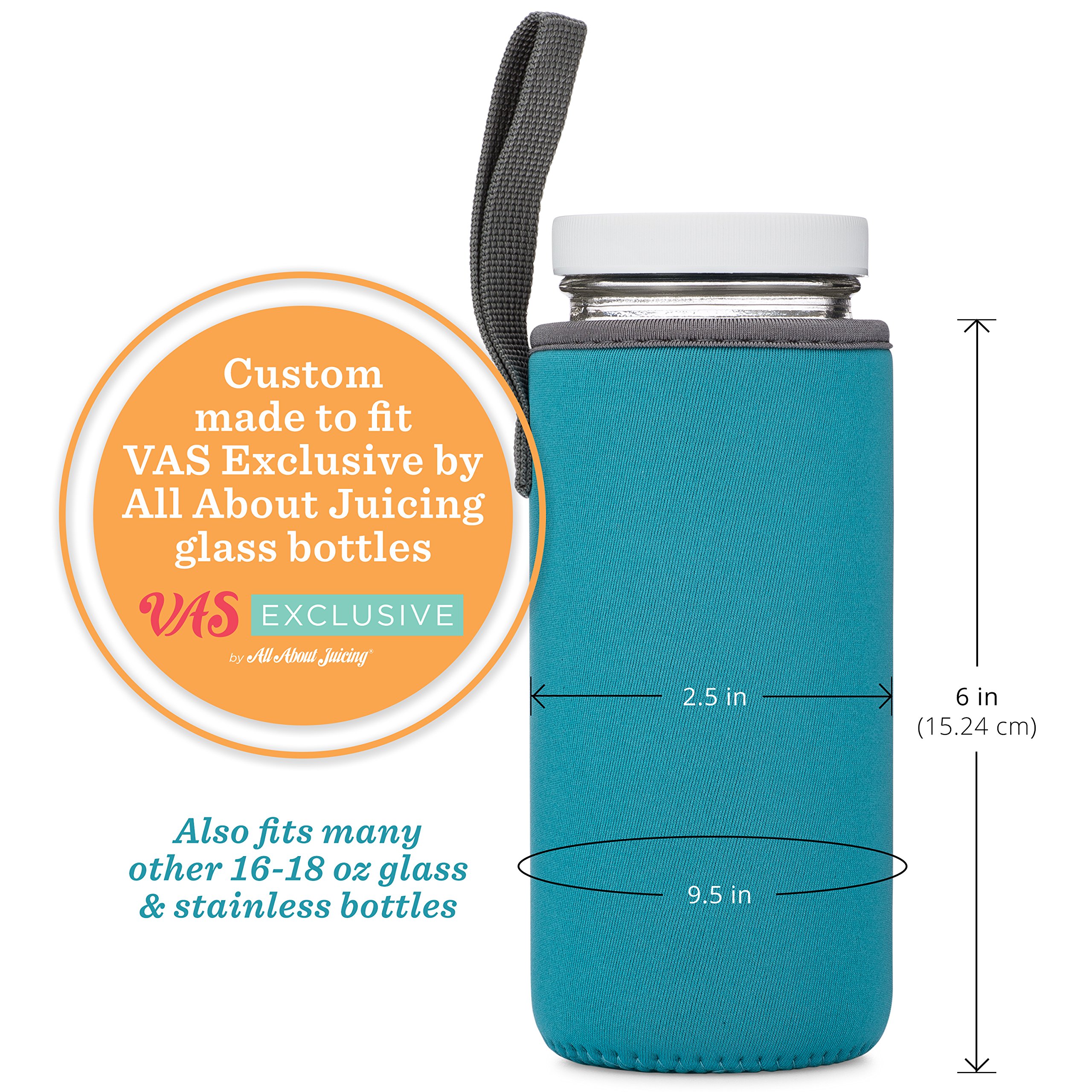 Neoprene Glass Water Bottle Sleeves Vibrant Color 6Pack of