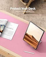 YSAGi Leather Desk Mat Large 60x35 cm Non-Slip Waterproof Pink view 7