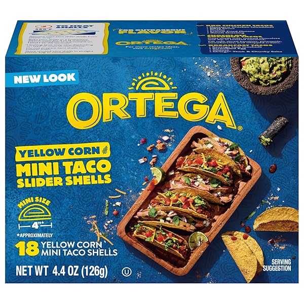ORTEGA MINI TACO SLIDER SHELLS, YELLOW CORN, 4.4 OUNCE, 18 SHELLS