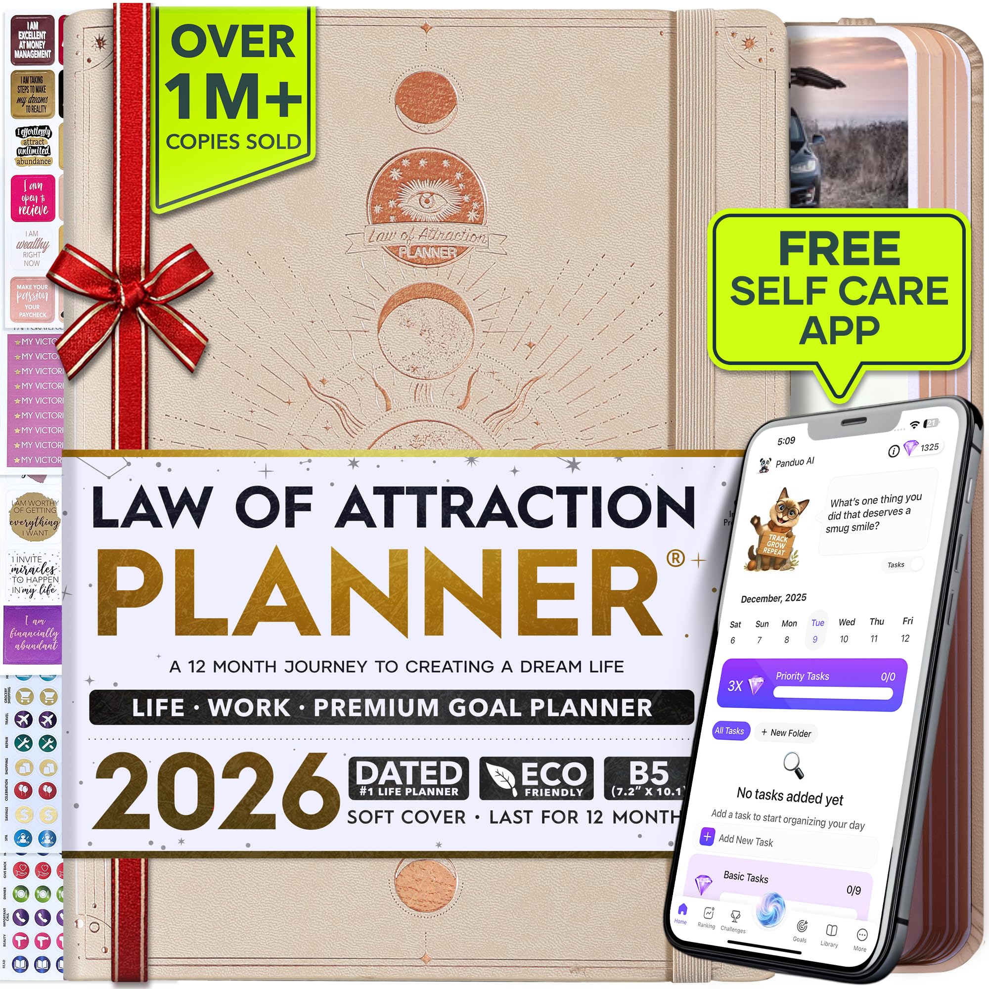 Photo 1 of Deluxe 2026 Planner Weekly and Monthly | Law of Attraction Planner with Productivity App | 12-Month for Productivity, Gratitude & Goal Setting | Includes Foldable Vision Board, Gift Box & Stickers