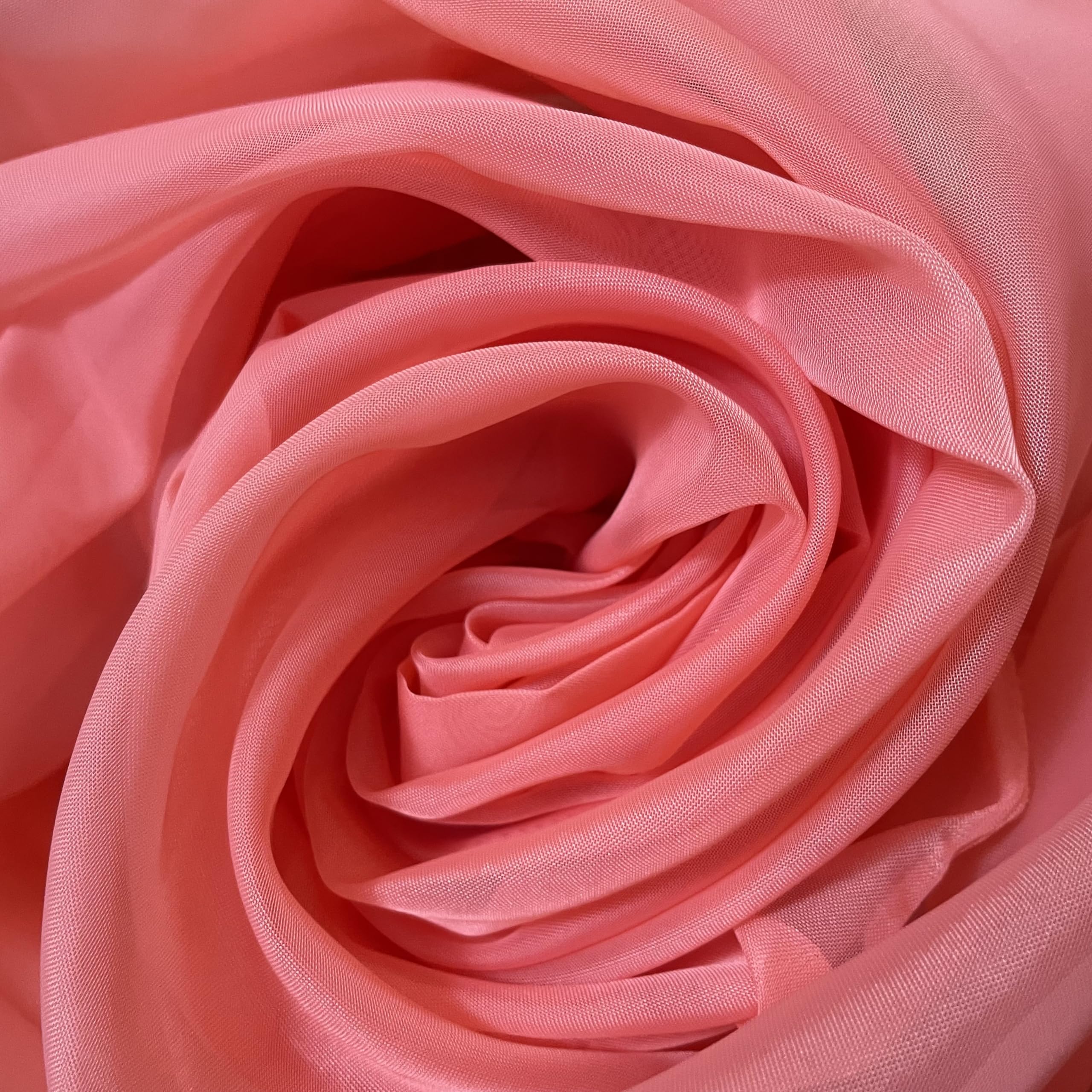 Megachest pair of sheer voile RING top (coral, 56" wideX48 drop(W142cmXH122cm))