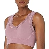 Rhonda Shear Womens Ribbed Leisure Bra with Lace Detail