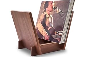 Honygebia Solid Wood Record Holder - Sapele Wooden Vinyl Record Stand, V-Shaped Album Rack for Display and Storage, Ideal for Storing Collection of 40 Premium LPs