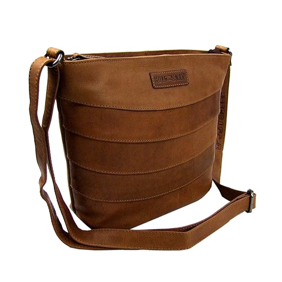 Hill Burry Shopper 3049, Tasche, Leder, Vintage, Schultertasche, Umhängetasche (braun) Genuine Leather Bag brown