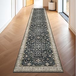 Black Boho Washable 3x10 Extra Long Hallway Runner