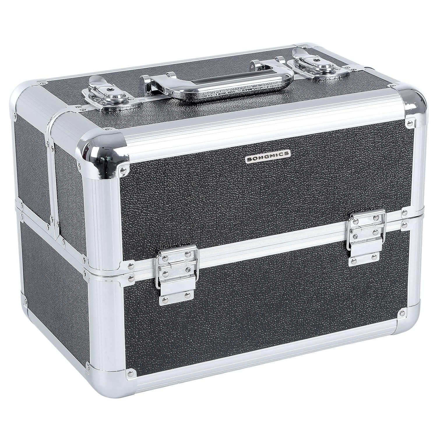 Songmics Maletín para maquillajes Extensible con riel color negro with sliding rails