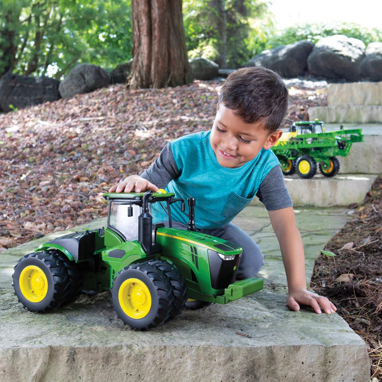 john deere big farm lights and sounds tractor with wagon