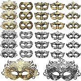 Yunsailing 30 Pcs Masquerade Masks Bulk for Women Men Couple Venetian Antique Masks for Mardi Gras Carnival Prom Party
