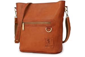 BERLINER BAGS Vintage Leather Shoulder Bag Siena, Crossbody Handbag for Women - Brown