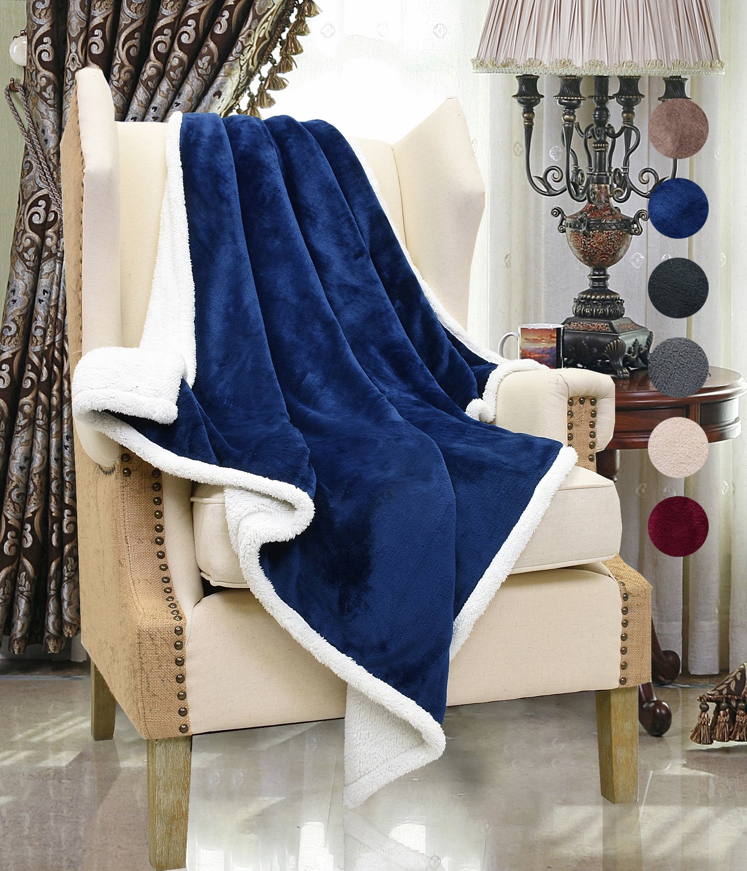 Mink Fleece Blanket, Reversible Sherpa Throw Large for Sofa Bed, Super Soft All Season Comfort Caring Gift, 127cm x 152cm (50\