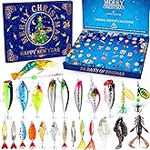 PLUSINNO Advent Calendar Fishing 2025, 24 Days Fishing Lure Advent Calendar Fishing Tackle, Christmas Countdown Advent Calendars Gifts for Adult Men Teen Boys