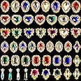 Leelosp 48 Pieces 3D Nail Art Charms Nails Charms Gems Rhinestones Colorful AB Iridescent Nail for Acrylic Nails Large Rhinestones Heart Drop Mix Size Diamond Nail Beauty Accessories
