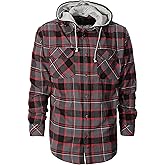 Gioberti Men's Removable Hoodie 100% Cotton Plaid Checkered Flannel Button Down Shirt