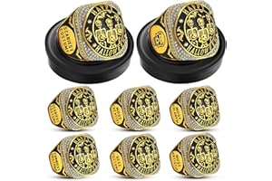 Highergo Halloween Skeleton Championship Trophy Rings Trunk or Treat Costume Contest Award Prize Gift with Display Neck Chain and Stand 1st 2nd 3rd Championship Ring for Halloween Costume Winner