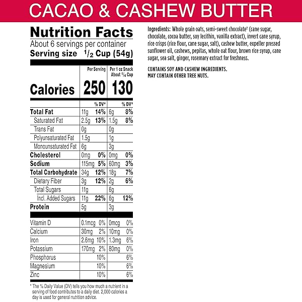 BEAR NAKED GRANOLA CEREAL, WHOLE GRAIN GRANOLA, BREAKFAST SNACKS, CACAO AND CASHEW BUTTER CRUNCH, 11OZ BAG (1 BAG)