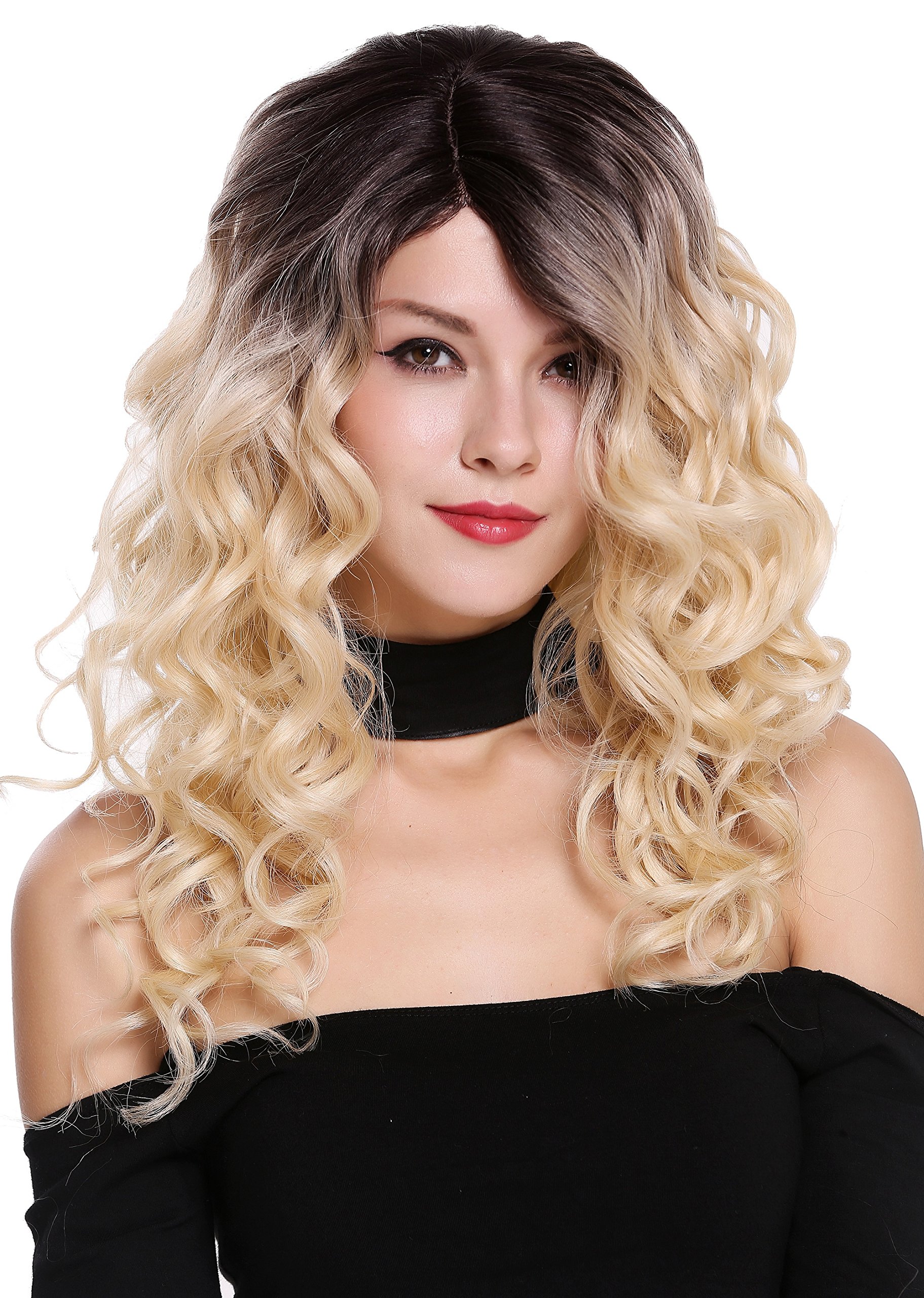 WIG ME UP - RGF-6467C-DR4/613 Lady Quality Wig Parting Long Voluminous Curls Ombre Dark Brown Platinum Blond