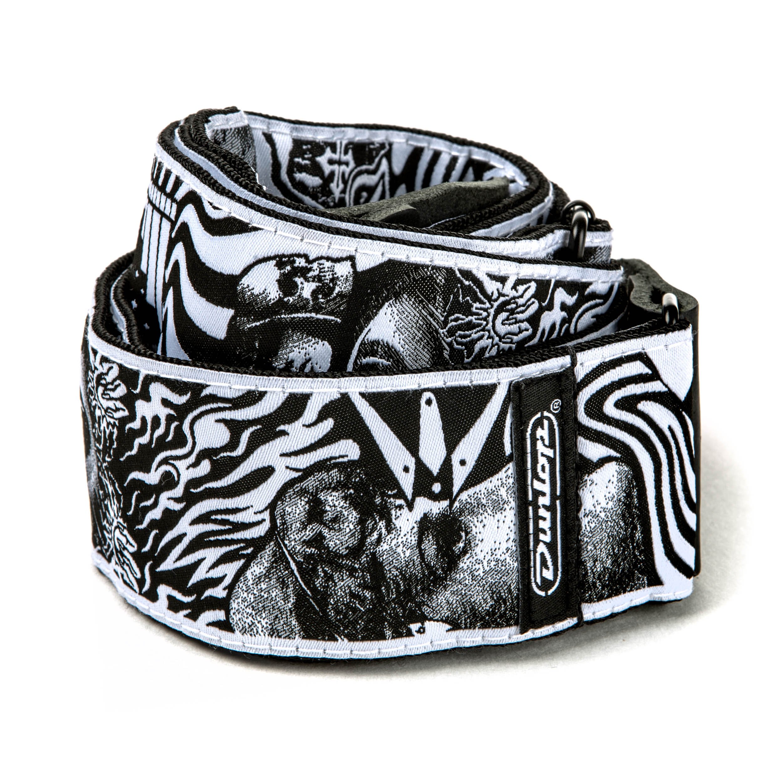 Dunlop Strap - ILOVEDUST Skulls Strap, Black/White (ILD04)