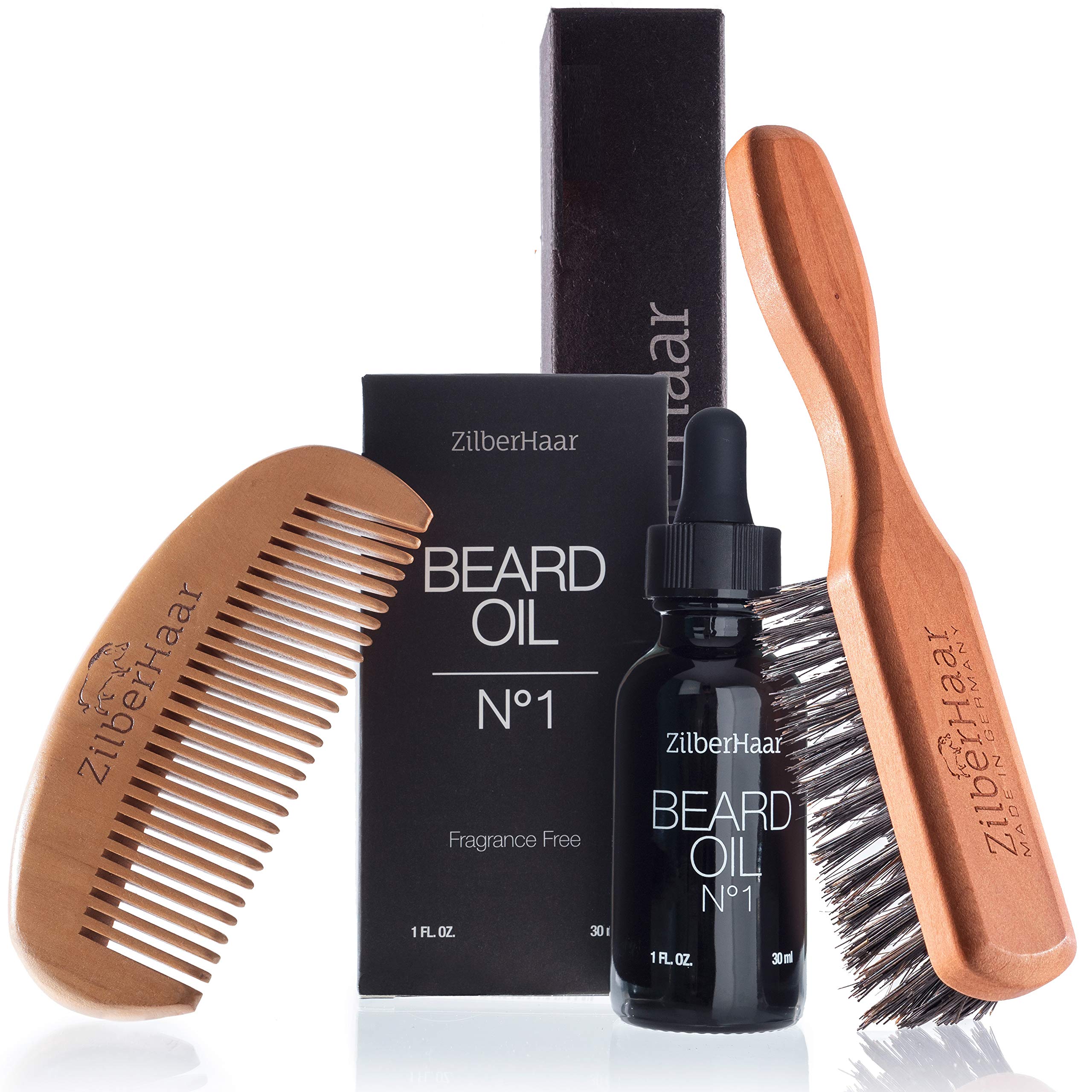 ZilberHaarBeard Oil + Beard Brush + Beard Comb bundle