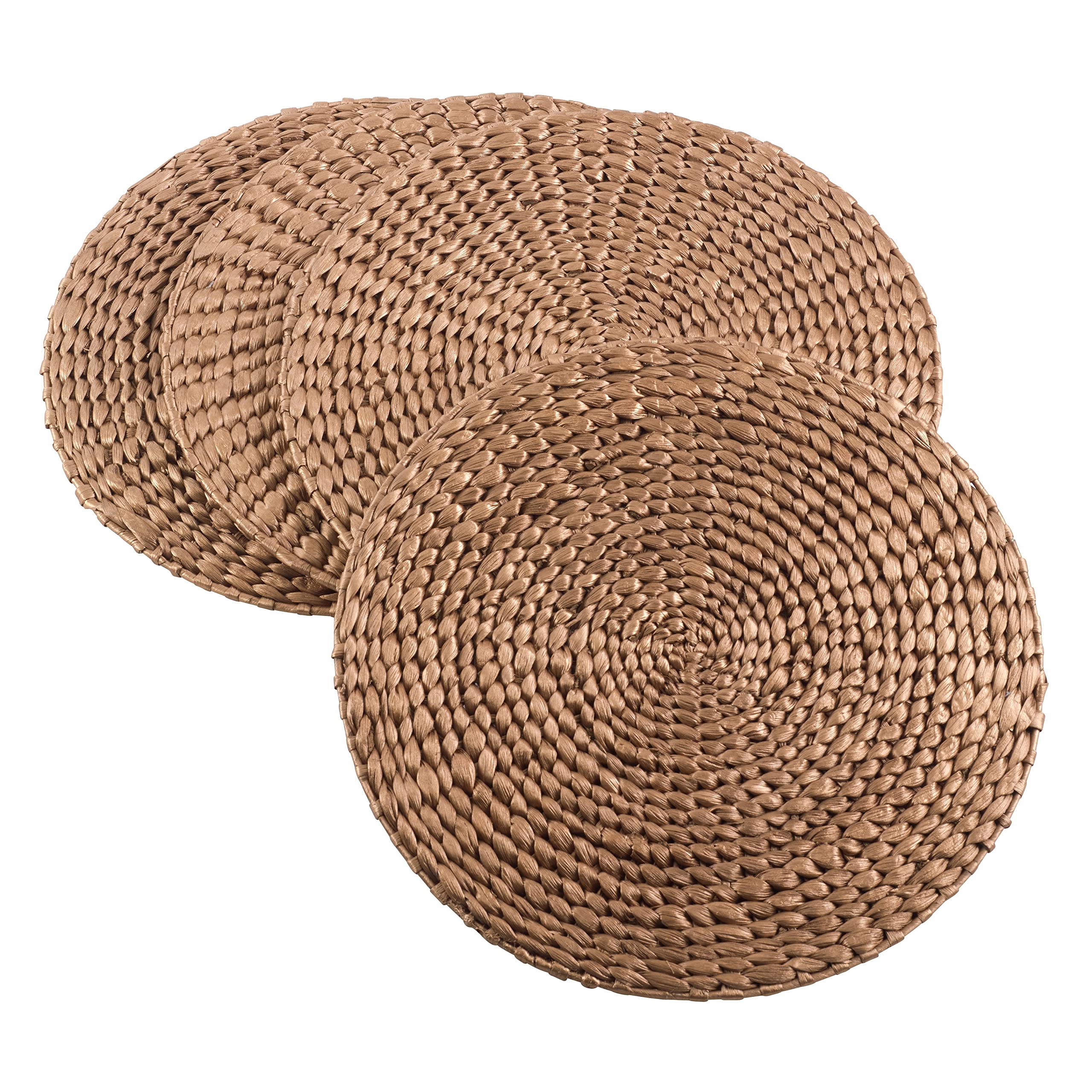 SARO LIFESTYLE Gold Woven Water Hyacinth Placemat - 15" Round, 4 Ct.