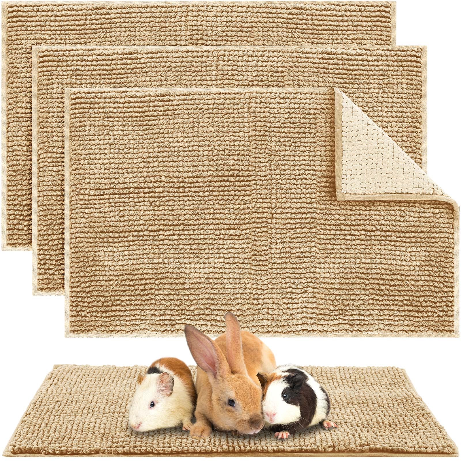 Photo 1 of Amylove 4 Pcs Guinea Pig Cage Liner Guinea Pig Bedding Washable Fleece Pee Pads Reusable Small Animals Training Mat Small Animal Sleeping Bed for Bunny Hamster (Beige,16 x 24 Inch)