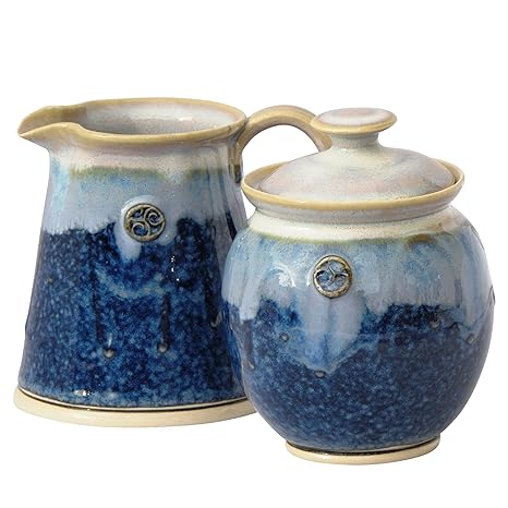 Amazon.com: Azucarero y jarra de leche Set. Hecho a mano sin ...