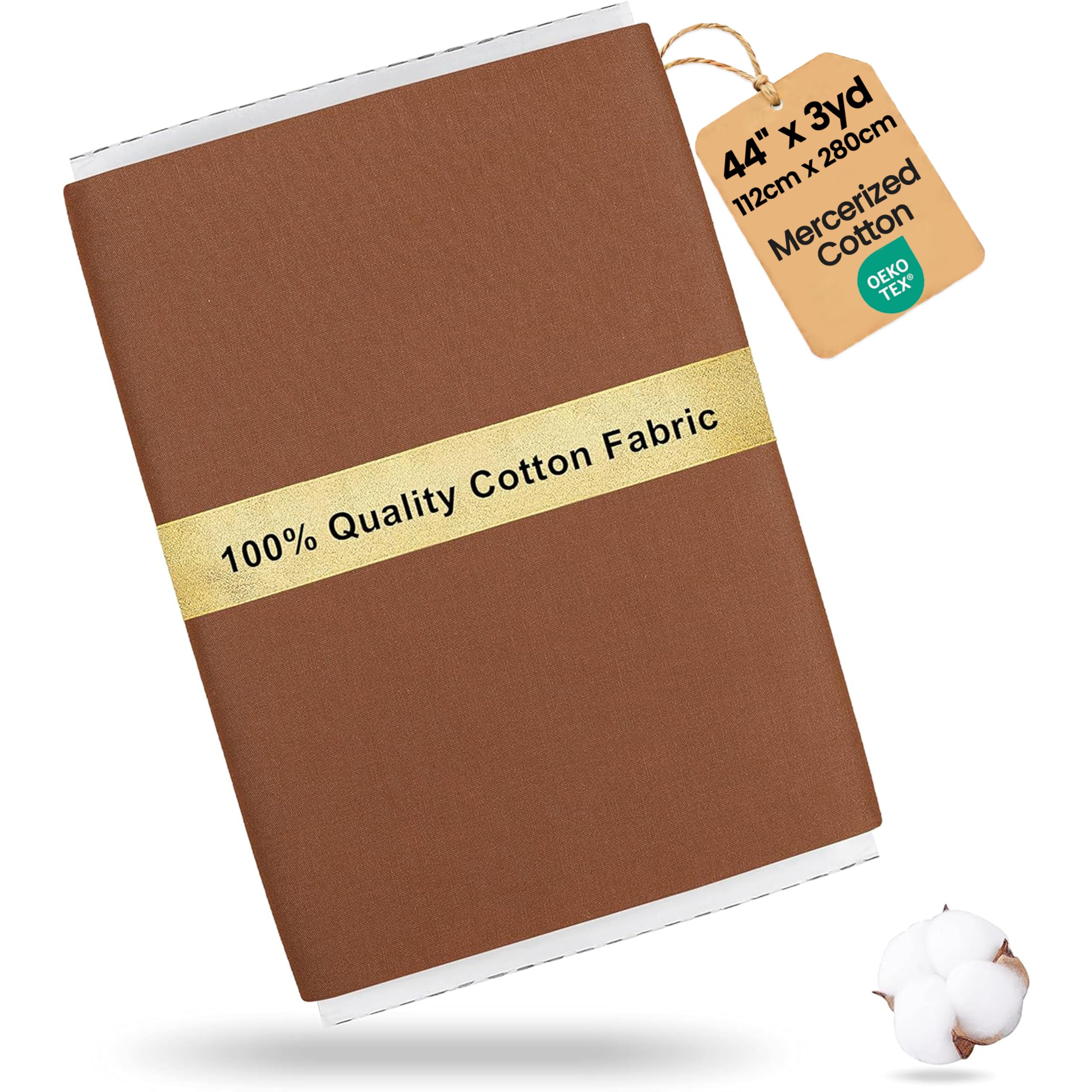 Craftido 100% Cotton Fabric by The Metre 112cm Wide x 280cm Extra Long -Medium Weight 145g- for Quilting, Sewing, Dressmaking, Bedding, Lining, Arts & Crafts - Brown