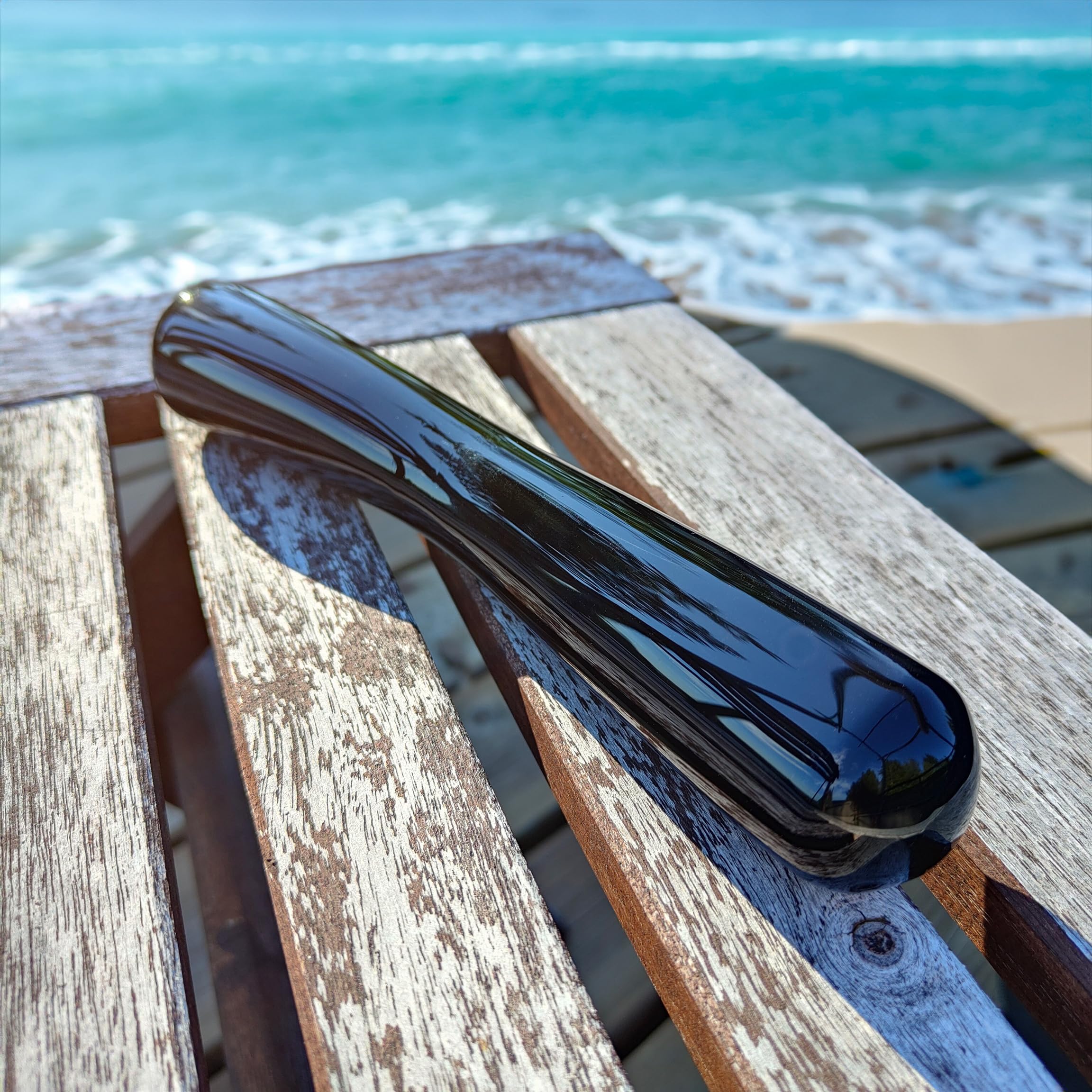 Crystal Gemstone Wand 8 inch (21 cm) Long, with Curved Shaft for Better Stimulation, Excellent for Healing, Massage, Meditation, Reiki or Manifestation, Better Finishing, Aise Jade